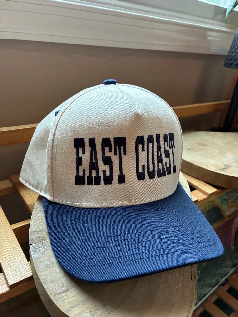 Funky Junque East Coast Snapback Trucker Hat Navy Embroidered Baseball Cap NWT